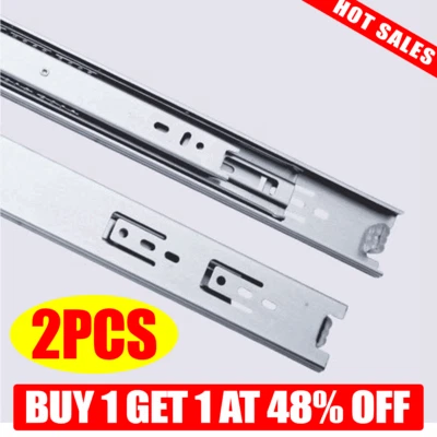 Metal Roller Bottom Fix Kitchen Drawer Runners Slides Pair Heavy Duty Draw Slide - Image 1 of 4