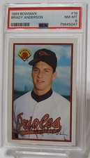 1989 Bowman Rookie BRADY ANDERSON PSA 8 #18 Baltimore Orioles