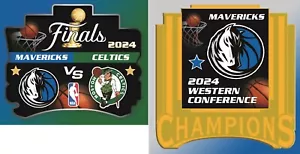 2024 DALLAS MAVERICKS SET 2 PIN WESTERN CONFERENCE CHAMPIONS NBA FINALS DUELLO - Foto 1 di 3