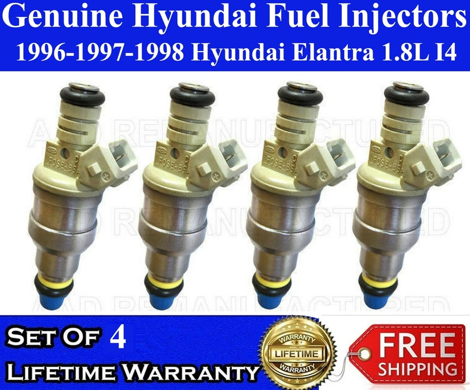 Juego de 4 inyectores de combustible OEM Hyundai para Hyundai Elantra 1996-1997-1998 1,8 L I4 Foto 1 de 1