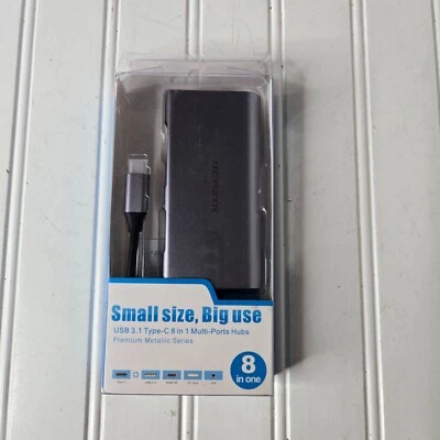 USB C Hub, Type C Adapter 8-in-1 Dock to HDMI 4K, Gigabit Ethernet RJ45 - Image 1 of 4