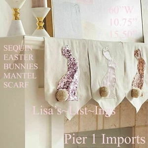 NIP PIER 1 IMPORTS SEQUIN EASTER BUNNY MANTEL SCARF 60”W x 10.75” x 15.50” NWT - Picture 1 of 12