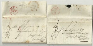 1823 x 2 COLCHESTER PMK LETTERS W? COATES TO HORNER REYNARD DRIFFIELD £300 RENT - Picture 1 of 2