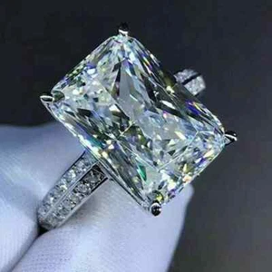 2CT EMERALD CUT Lab-Created Diamond WOMEN'S WEDDING RING 14K White Gold Plated - Picture 1 of 6