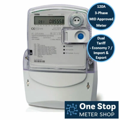 Iskra MT174 - 120A Three Phase MID App. Meter - Dual Tariff - Import & Export - Image 1 of 3