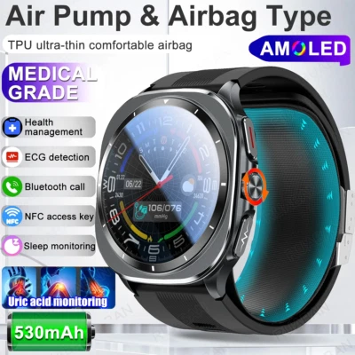 2025 Medical grade Airbag Smart Watch air Pump health watch Blood Pressure - Image 1 of 4