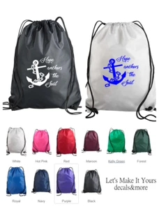 HOPE ANCLA EL SOUL INSPIRATIONAL NYLON DRAWCORD BACKPACK TOTE CUSTOM GIFT - Imagen 1 de 1