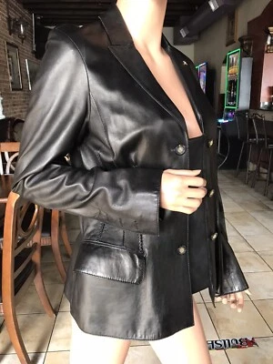 Roberto Cavalli Genuine Leather Jacket Black 100% Silk Lining Customized M L - Image 1 of 4