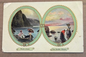 VINTAGE .01 POSTCARD - 1910 USED - ROCKS AHEAD & THE GOLDEN STRAND - Picture 1 of 2