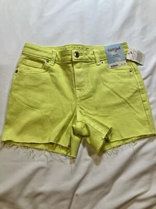 Girls Cat & Jack Jean Shorts Size L 10-12 Bright Yellow Stretch Adjustable Waist - Picture 1 of 5