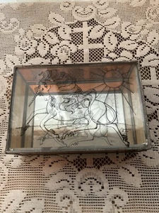 LEADED STAINED GLASS Mirror TRINKET JEWELRY BOX UNICORN AMBER Cream VTG 1976 - Bild 1 von 9