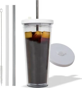 Reusable Iced Coffee Cup (24 Oz/Venti), Leak Proof and Double Wall Insulated Ice - Picture 1 of 3