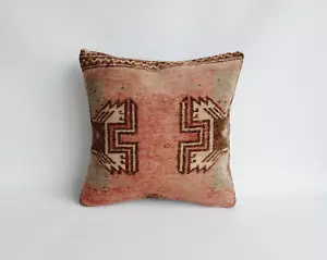 pale pink rustic rug pillow cover , bohemian handmade pillow case 16x16 - Picture 1 of 9