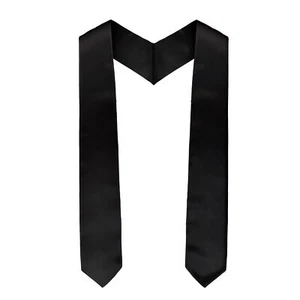 Black Graduation Stole Plain Graduation Sash Unisex Adult Class of 2025 Gradu... - Picture 1 of 7