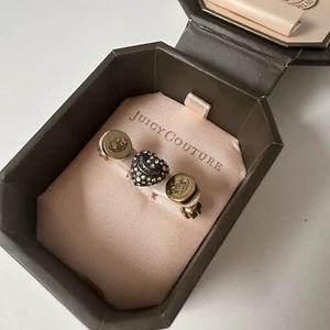 Vintage Juicy Couture Gold Logo Earrings Pair + Single Crystal Pave Heart Studs - Picture 1 of 13