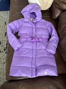 J CREW Crewcuts Girls LILAC Hooded Down Feather Puffer Coat Jacket 16 Belted - Picture 1 of 10