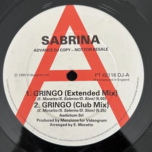 Sabrina – Gringo (4 Mixes) 12'' Vinyl PROMO 1989 PLAY TESTED EX ITALO DISCO - Imagen 1 de 5