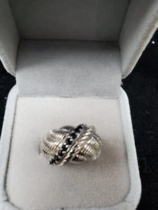 Judith Ripka Sapphire Gemstone & 925 Sterling Silver Dome Band Ring Sz 6. - Picture 1 of 6
