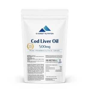Cod Liver Oil Softgels – Omega-3, Vitamin A & D for Immune, Brain, Joint Support - Picture 1 of 10
