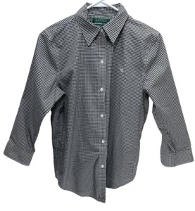 Lauren Ralph Lauren Shirt Womens S Button Up Long Sleeve Plaid Non Iron LRL - Picture 1 of 8
