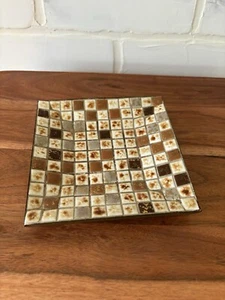 Vintage MCM Mosaic Tile 5” Bowl Jewelry Trinket Dish Tray Gold Bottom - Bild 1 von 5