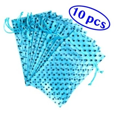 Bolsas de regalo de organza 6x10 lunares turquesa 10 piezas bolsas de joyería boda fiesta Foto 1 de 4