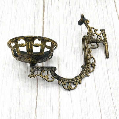Antique Cast Iron Swivel Arm Wall Sconce Oil Light Gold Ornate Victorian - Image 1 of 4