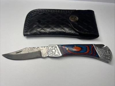 Cuchillo de hoja plegable de acero DAMASCUS forjado a mano con funda lote 120 cubiertos MHS Foto 1 de 4