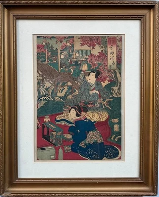 Attributed to Utagawa Kunisada (1798-1861) : Palacial Scene, woodblock print - Image 1 of 4
