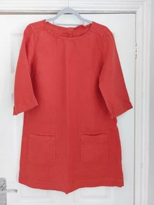 Seasalt Womens Red Linen Tunic Dress Size 12 With Pockets - Picture 1 of 20