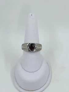 Samuel Aaron Garnet and Diamond Men's Sterling Silver Ring - Picture 1 of 4