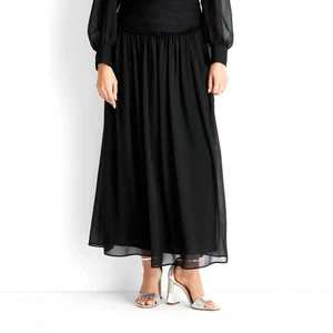 Future Collective Damen Crinkle Maxirock - Schwarz - 00 - Bild 1 von 4