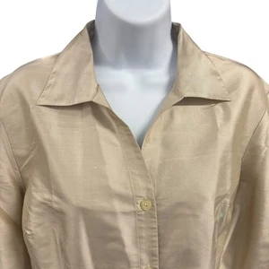 Worthington Petite L Silk 100% Silk Button Down Long Sleeve Shirt Blouse - Picture 1 of 10