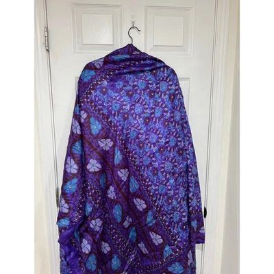 Precioso sari de seda púrpura vintage sari seda años 70 años 70 costura India Foto 1 de 4