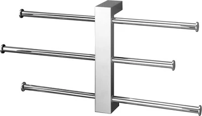 Wall-mounted 3-Bar Chrome Towel Rack Brass Adjustable Modern Bathroom - Image 1 of 4