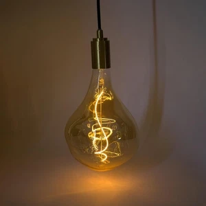 Brightech Scorpio PLUG-IN Amber Artisan Bulb Spiral Filament Pendant Light Gold - Picture 1 of 12