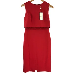 Precis Red Crepe Layered Sleeveless Midi Dress UK 8 NWT £119 - Picture 1 of 11