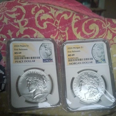 2024 Morgan & Peace Silver Dollar Uncirculated NGC MS69 first Releases  item #6 - Image 1 of 4