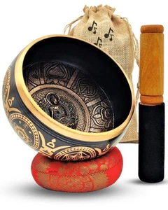 Tibetisches Klangschalen Set massiv Messing Handarbeit Meditation, Achtsamkeit, Yoga, - Bild 1 von 48