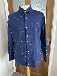 Nautica Classic Fit Mens Long Sleeve Blue Pattern Shirt Size Medium - Picture 1 of 8