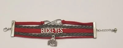 OHIO STATE BUCKEYES NCAA FOOTBALL CHARM BRACELET 8" ADJUSTABLE,,,,,,New - Image 1 of 2