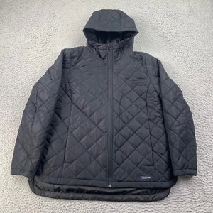 Lands End Puffer Jacket Youth Medium 10-12 Black Hoodie Quilted Zip Repreve NWT - Picture 1 of 14