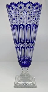 *RARE* Baccarat Vase Cut To Clear Blue Crystal circa 1890s Diamants-Pierries - Picture 1 of 16