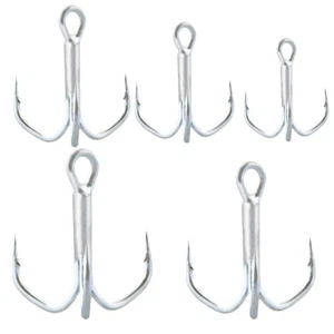 Treble 3X Strong Hook High Carbon Steel Classic Round Bend Triple Fishing Hooks - Picture 1 of 8