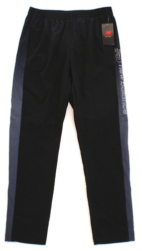 Pantaloni a vento New Balance Signature neri leggeri tessuti da uomo nuovi con etichette