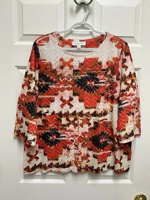 MUJER BRECKENRIDGE TOP BLUSA TALLA GRANDE 1X MULTICOLOR MANGA 3/4 NUEVA SIN ETIQUETAS NUEVA Foto 1 de 4