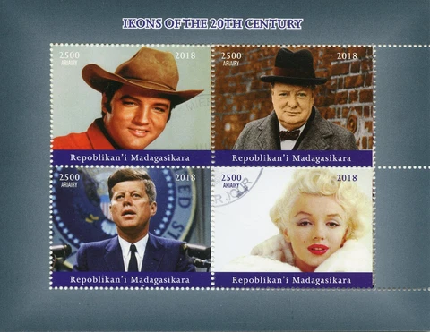 Madagascar 2018 CTO Elvis Presley JFK Marilyn Monroe Churchill 4v M/S Stamps Cover