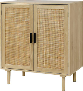 Sideboard Buffet Kitchen Storage Cabinet with Rattan Decorated Doors, Dining Roo