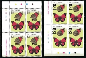 GUYANA 1988, SCHMETTERLINGE, NEU BEWERTET, ÜBERDRUCKT. Scott 1912-1913 x 4, postfrisch - Bild 1 von 1
