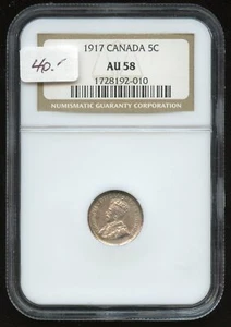 1917 Canada Five Cent - NGC AU58 A2 - Picture 1 of 2